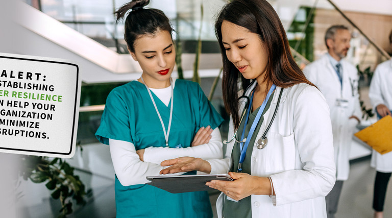Doctors speaking in hospital